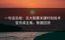 一句话总结：五大联赛关键时刻技术官员成主角，数据回测
