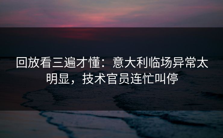 回放看三遍才懂：意大利临场异常太明显，技术官员连忙叫停  第1张