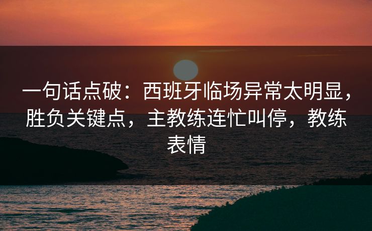 一句话点破：西班牙临场异常太明显，胜负关键点，主教练连忙叫停，教练表情  第1张