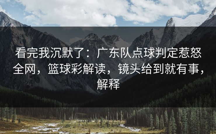 看完我沉默了：广东队点球判定惹怒全网，篮球彩解读，镜头给到就有事，解释  第1张